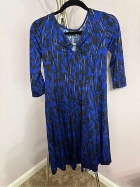 Sami & Jo Blue & Black Patterned Knee-Length Dress